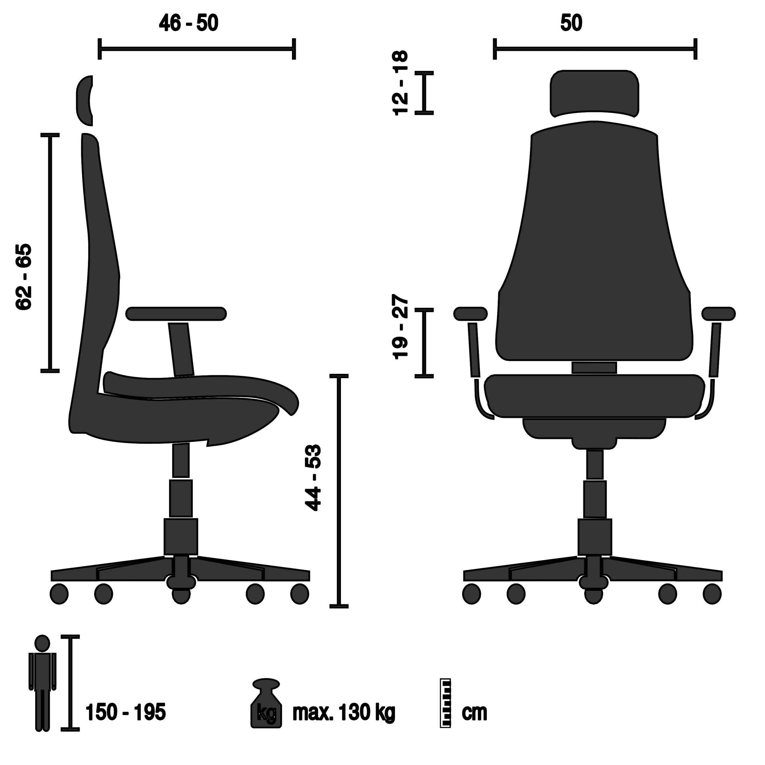 hjh OFFICE Bürostuhl ergonomisch RALOO PRO Netz Drehstuhl mit Verstellbarer Kopf- und Lordosenstütze, Sitztiefenverstellung, Schwarz