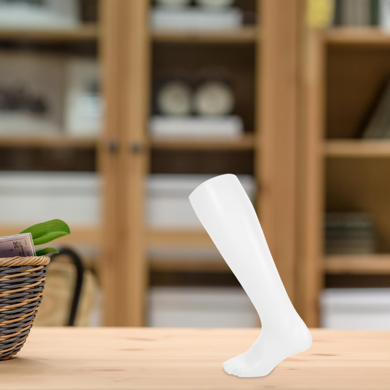 GARVALON Pied Design Minimaliste en Plastique Blanc Facile à Nettoyer Mannequin pour Chaussettes Longues pour Affichage de Bijoux et Chaussures en Magasin