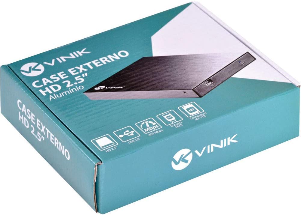Case Externo HD 2.5" Vinik Testado 48h para Armazenamento Seguro