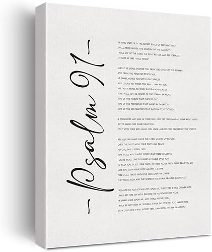 Lienzo decorativo con versículo bíblico He Who Dwells in the Secret Place Salmo 91, póster de pintura de pared, obra de arte de 12 x 15 pulgadas,