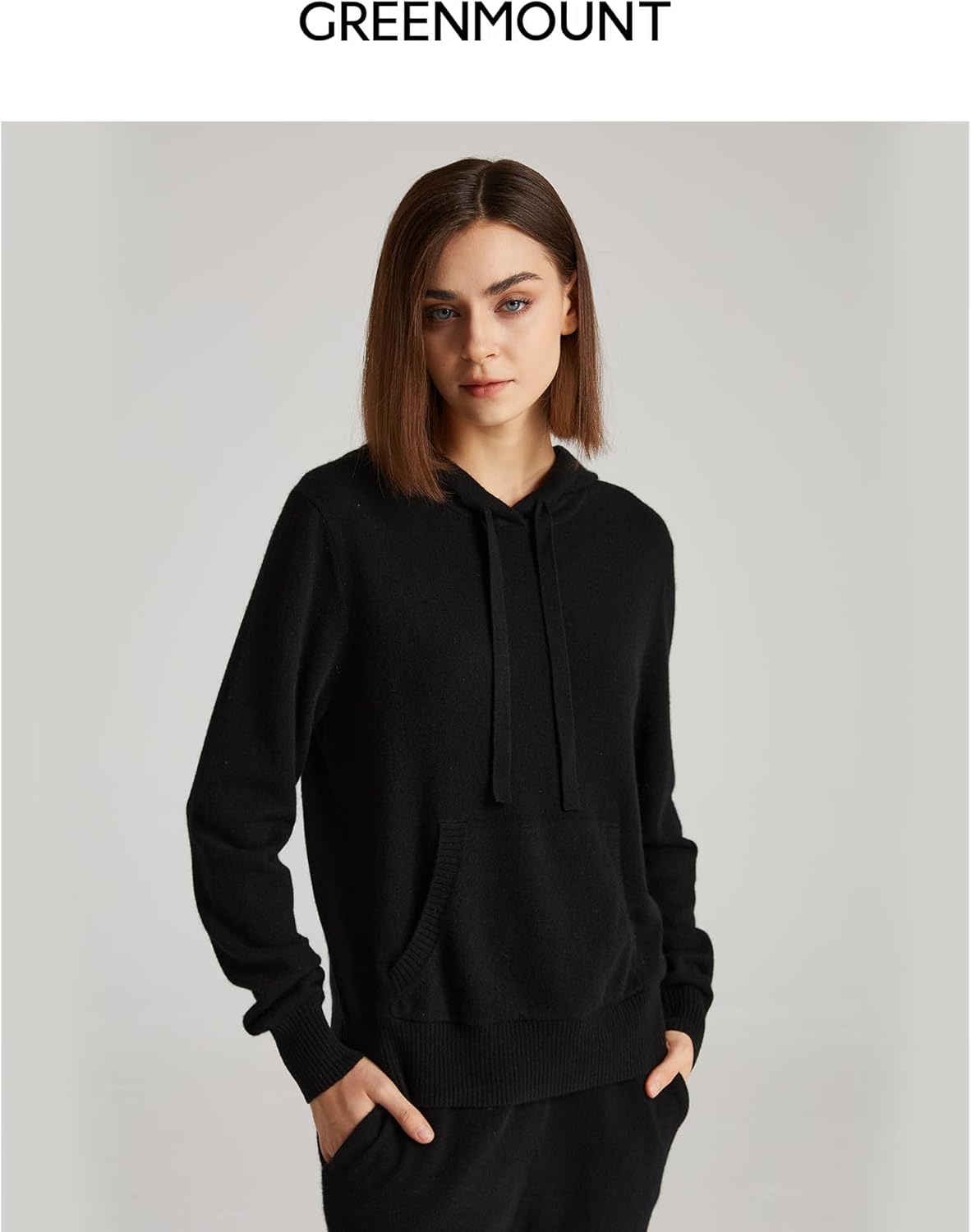 GreenMount Women's Essential Cashmere Hoodie with Pocket Front Casual Long Sleeve Pullover Sweater - Image 2