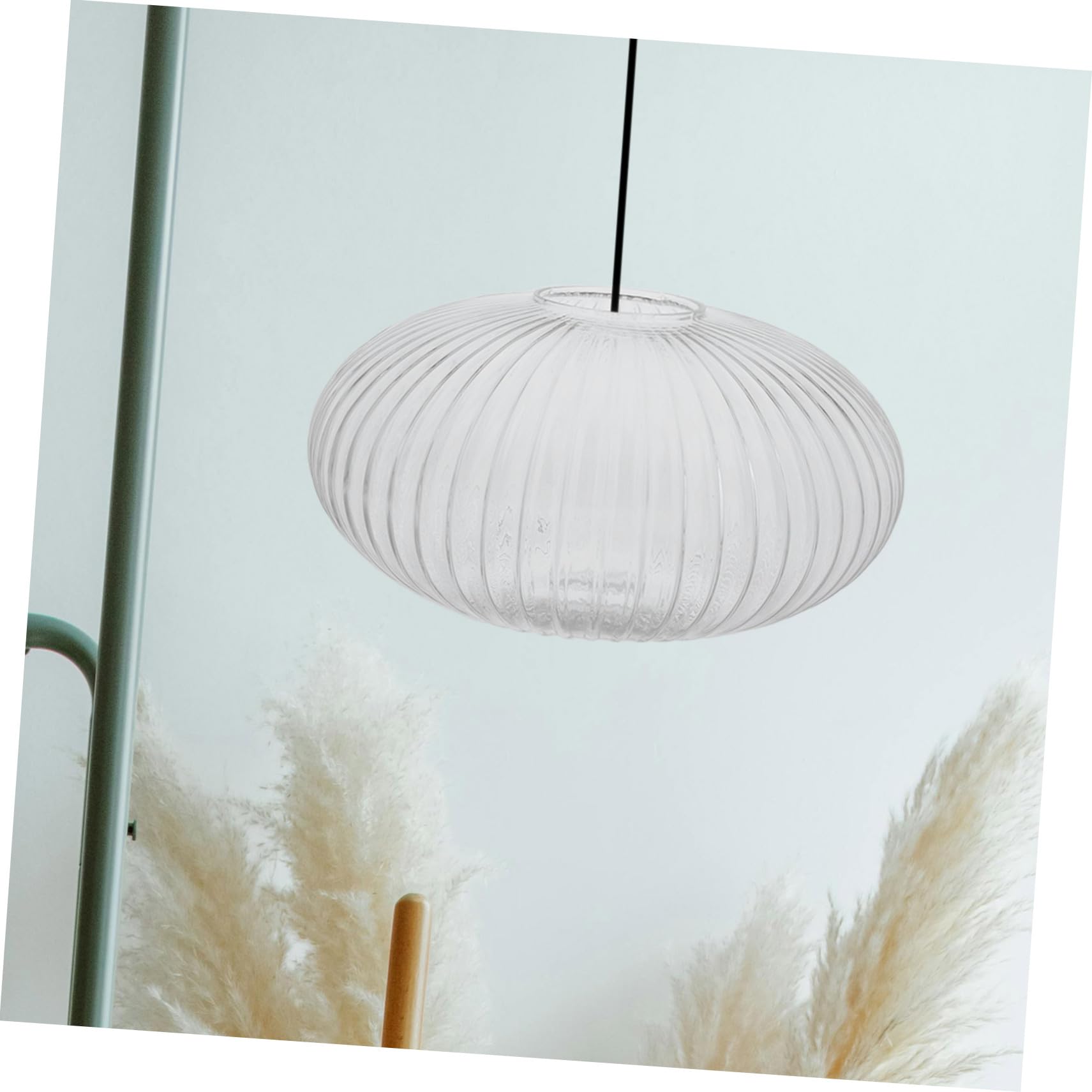 BESTYASH Pantalla de Lámpara Colgante Globo Redondo 300x170 Mm Vidrio Rayado Transparente Cubierta Iluminación Vidrio Resistente para Lámpara de Cristal Uso Interior Hogar Reemplazo
