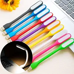 Luminária de Mesa LED USB FLEXIVEL – Iluminação Moderna, Econômica e Portátil para Leitura, Estudo e Trabalho - Compatibilidade de USB; Powerbank, Notebok, PC - Cores Sortidas