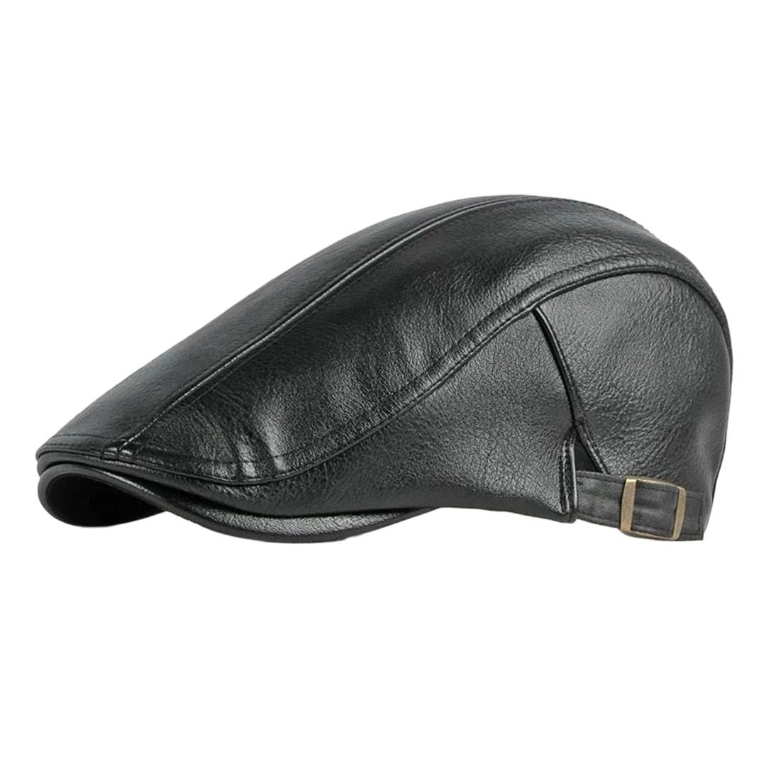 Męska czapka gazeciarza ze sztucznej skóry beret kapelusz retro czapka w jodełkę solidne płaskie czapki daszek regulowany