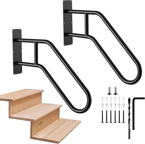 Miniatura 12 de Munzong - Barandillas blancas de 16 pulgadas para escaleras de 1 a 3 escalones, barandilla antideslizante de acero inoxidable SUS304 para escaleras