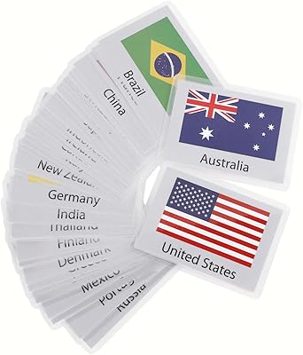 Alphabet Flash Cards for Toddlers Kids ABC Flash Cards Sight Words Learning Spelling Cards Educational Flashcards for Preschool Homeschool Kindergarten Supplies Water and Tear Resistant (Flags)