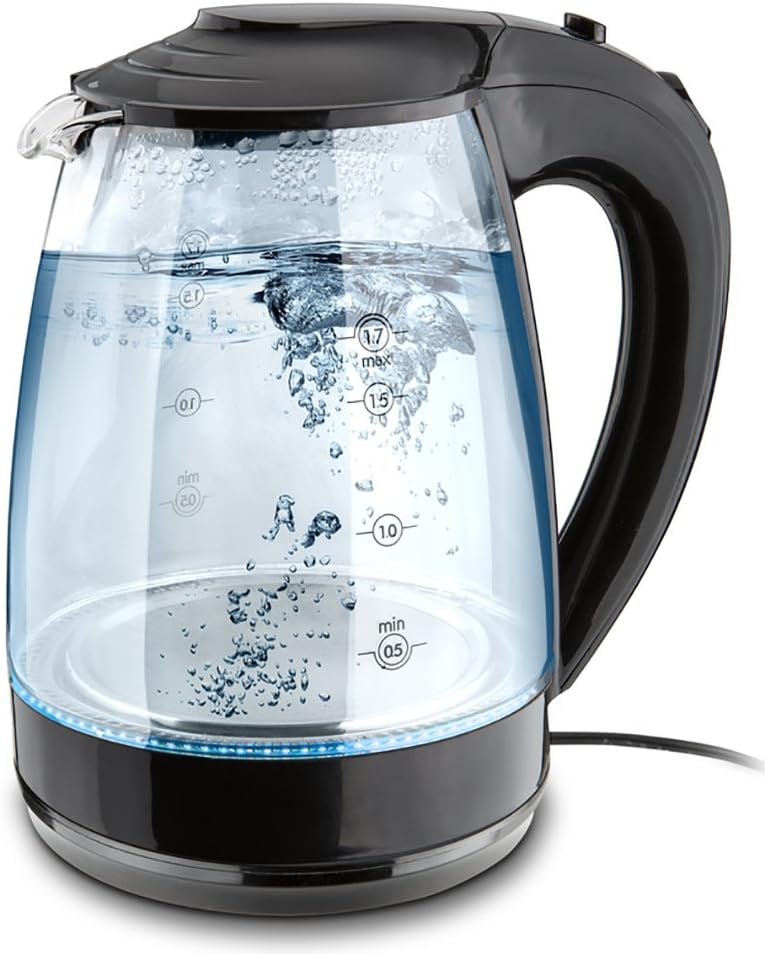 1.7-Liter Glass Electric Tea Kettle 1500-Watt Cordless Teapot LED Illumination by Dwell Appliance