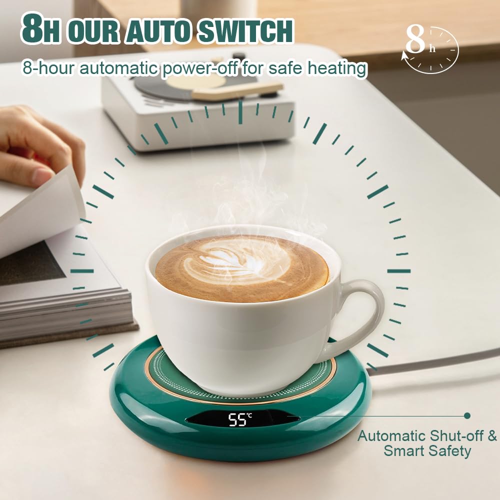 mizikuu Chauffe Tasse à Café USB, Réchauffe Tasse à Café avec 3 Réglages Température Chauffe Boisson Electrique Intelligent Bureau Coussin Chauffant Multifonctionnel Arrêt Automatique Pendant 8 Heures