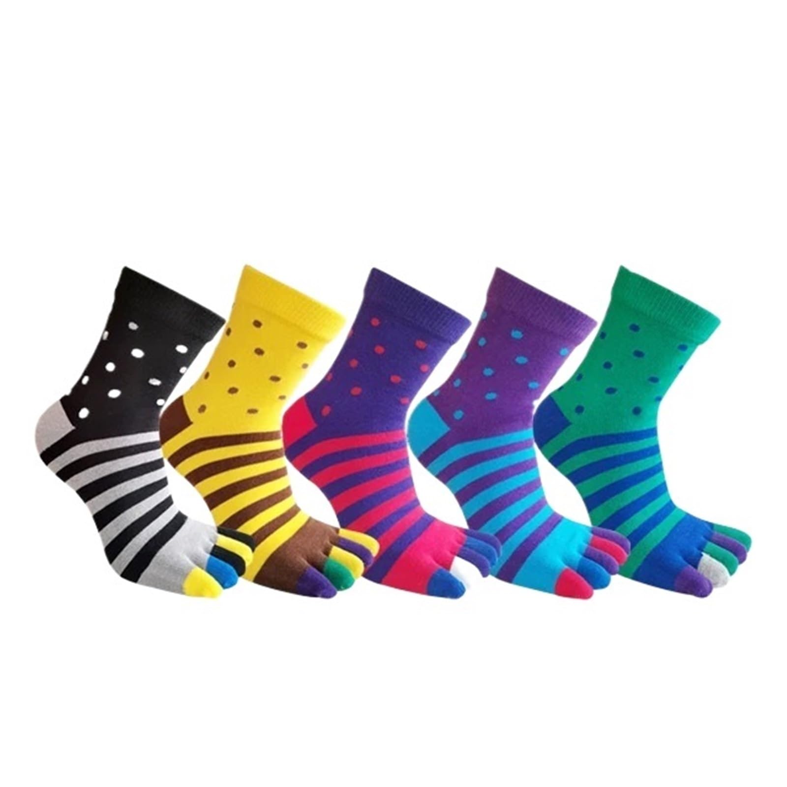5 pares de calcetines cortos dedos for hombre, algodón, gruesos, a rayas, coloridos, for fiesta, negocios, divertidos y alegres para mujeres y hombres