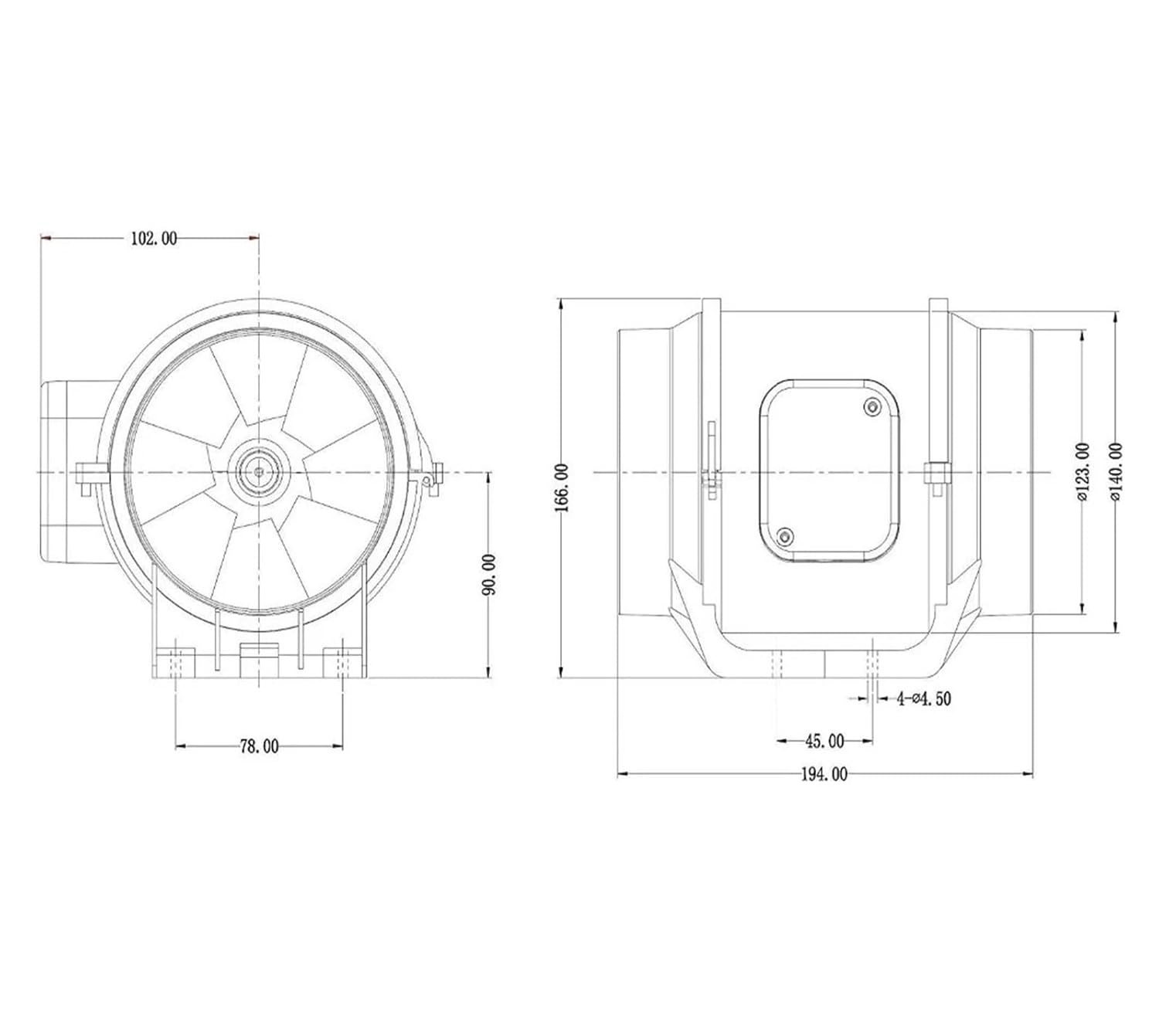 5-inch Silent Kitchen Inline Fan 220V Ventilation Fan HF-125S(HF-125S-220V)