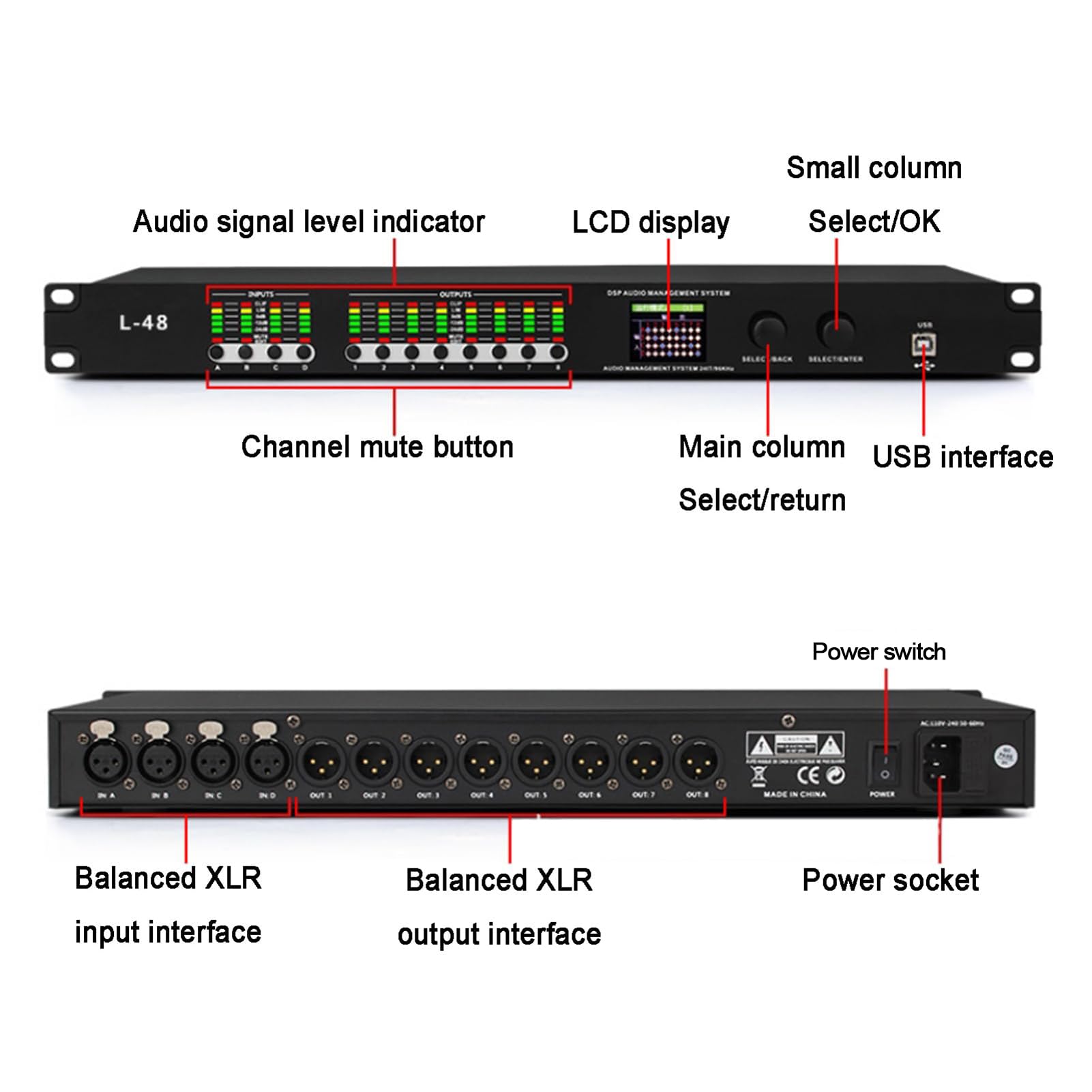 Procesador De Audio Digital Profesional, Procesador De Karaoke De 32 Bits Con 16 Modos Preestablecidos, Interfaz Para Pc, Prevención De Acoples, Altavoz Con Equipo De Sonido Dsp Para Escenario