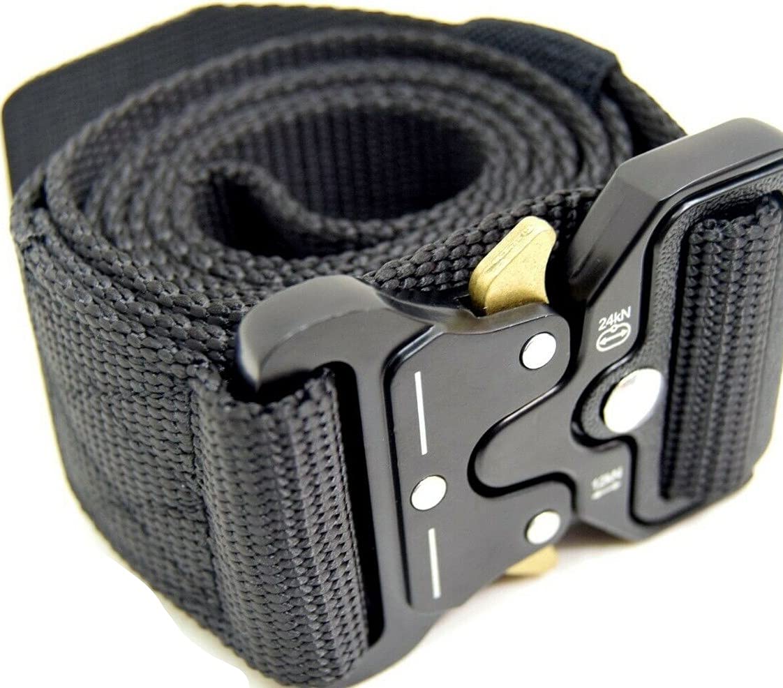 Military Surplus Metal Buckle Webbing Rigger Belt (Black)