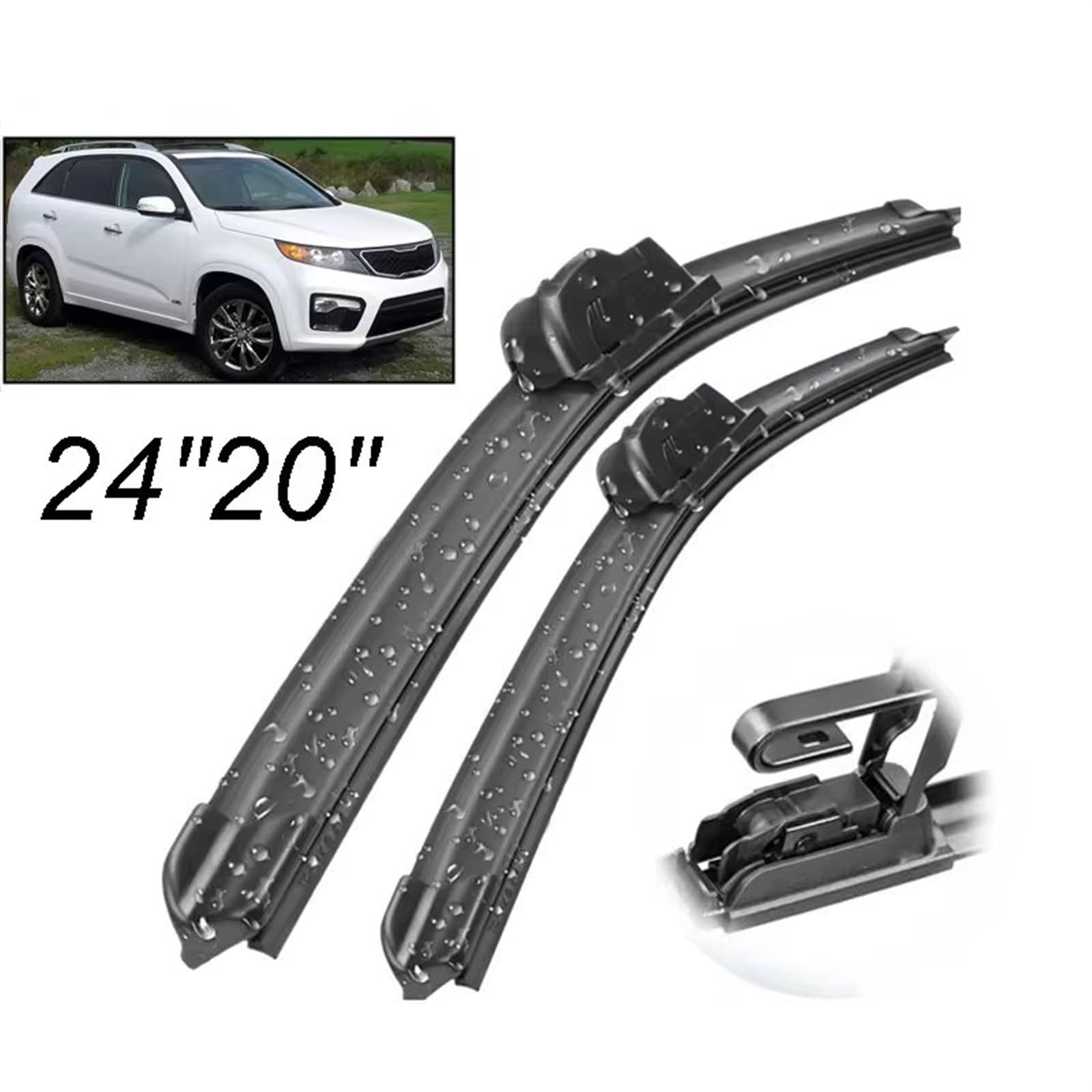 Limpiaparabrisas Coche Compatible Con Kia Para Sorento Para MK2 2010 2011 2012 2013 2014 Escobillas De Limpiaparabrisas Delanteras Limpiaparabrisas Ventana De Coche Cepillos Antilluvia 24"+20"