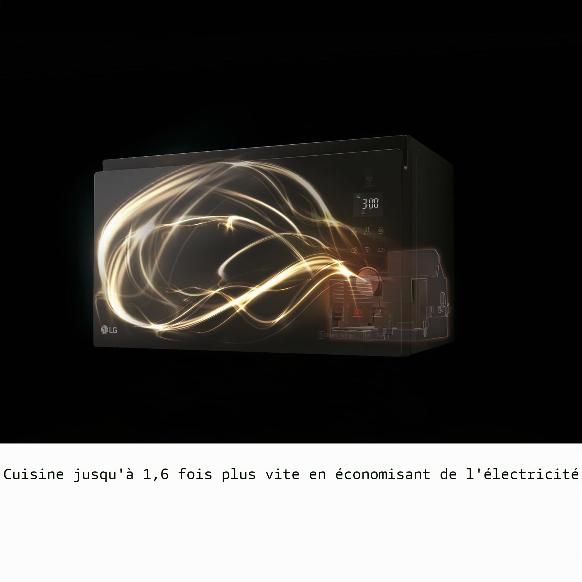 LG MJ3965ACS – Four micro-ondes 4 en 1 Smart Inverter, convection maximale de 1 850 W, gril de 950 W, micro-ondes de 1 100 W, capacité de 39 l, en acier inoxydable