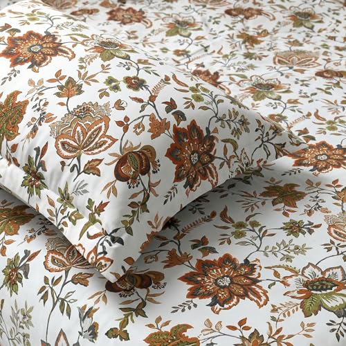 Image of Mafatlal Saanjh 144 TC Cotton Double Bedsheet 90x100 Inch | Stylish Printed Cotton Bedsheet for Home | Soft & Durable | 2 Pillow Covers Included | Espresso Brown