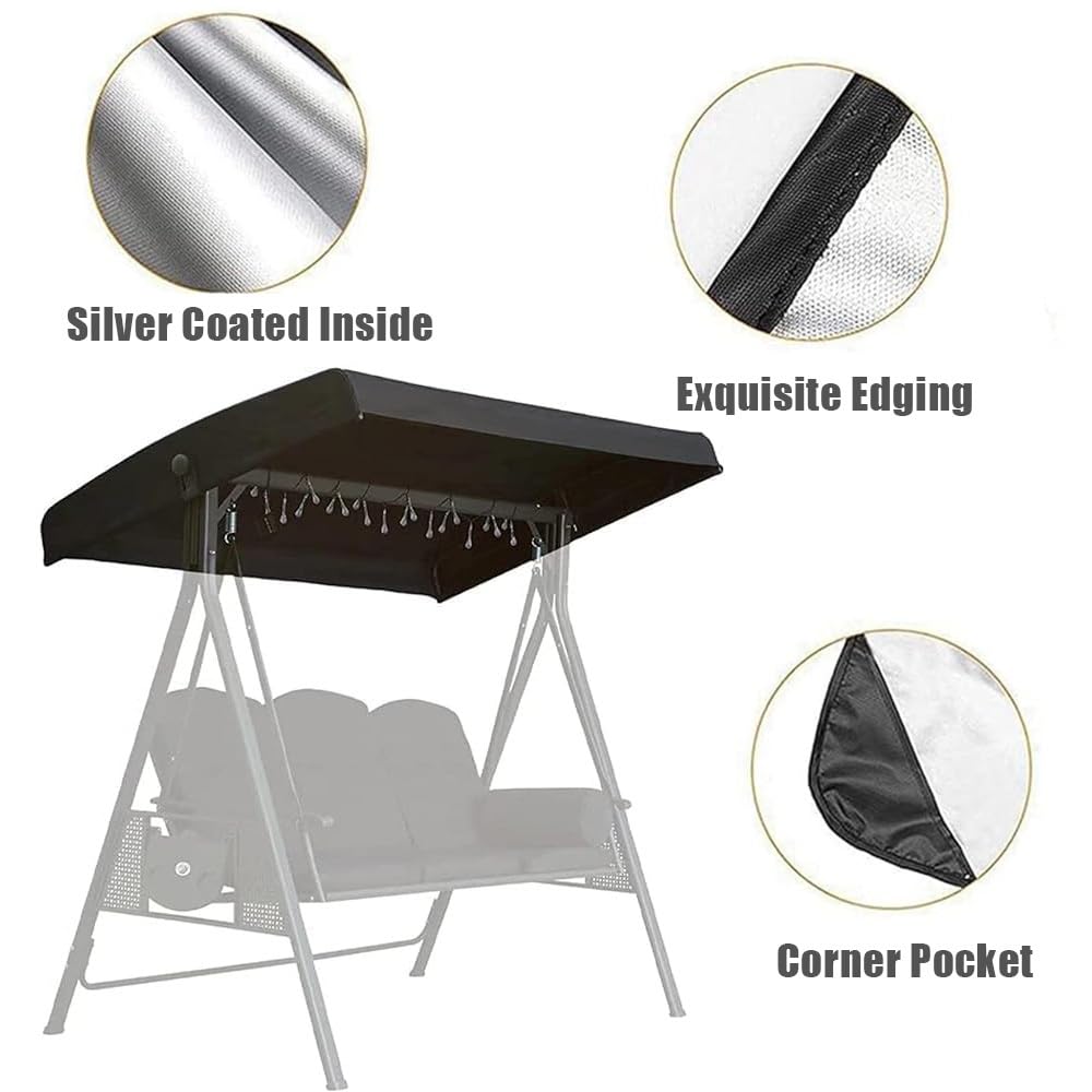Ersatzdach Für Hollywoodschaukel 191x120cm 213x122cm Hollywoodschaukel Dach Für Veranda, Ersatz-Bezug Sonnendach Für Gartenschaukel(Gray,75x47x9in(191x120x23cm))