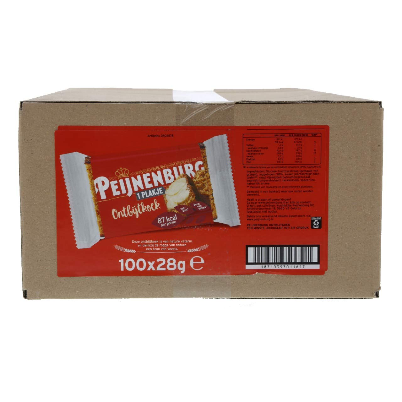 Peijnenburg Lebkuchen Mini Mono gewickelte Scheiben - Box 100 Stück x 28 Gramm