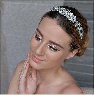 EVER FAITH Women's Austrian Crystal Wedding Flower Cluster Hair Band Clear Silver-Tone