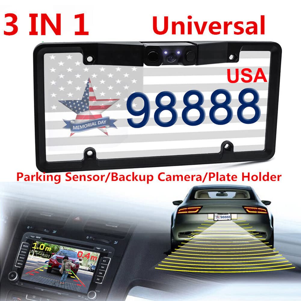 Cuifati IP67 License Plate Backup Camera, License Plate Parking Sensor Rearview Reverse Backup Camera Connected with Any Rearview Monitor and Display Used to Reduce Accident wear