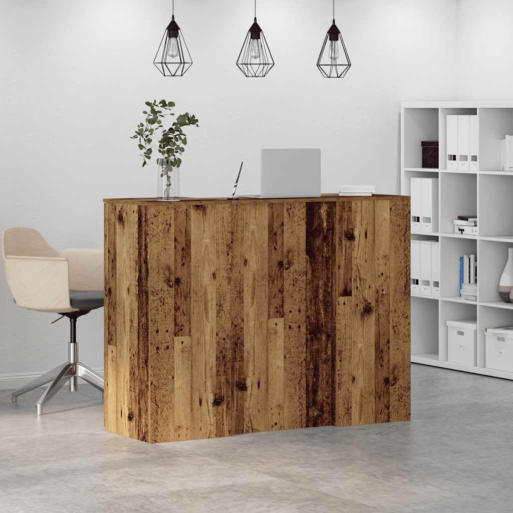 Bancone da ricevimento, effetto legno anticato, 135 x 50 x 103,5 cm, per ufficio, scrivania, PC, scaffale, cassetto, segretario, scrivania ergonomica, per ufficio, camera