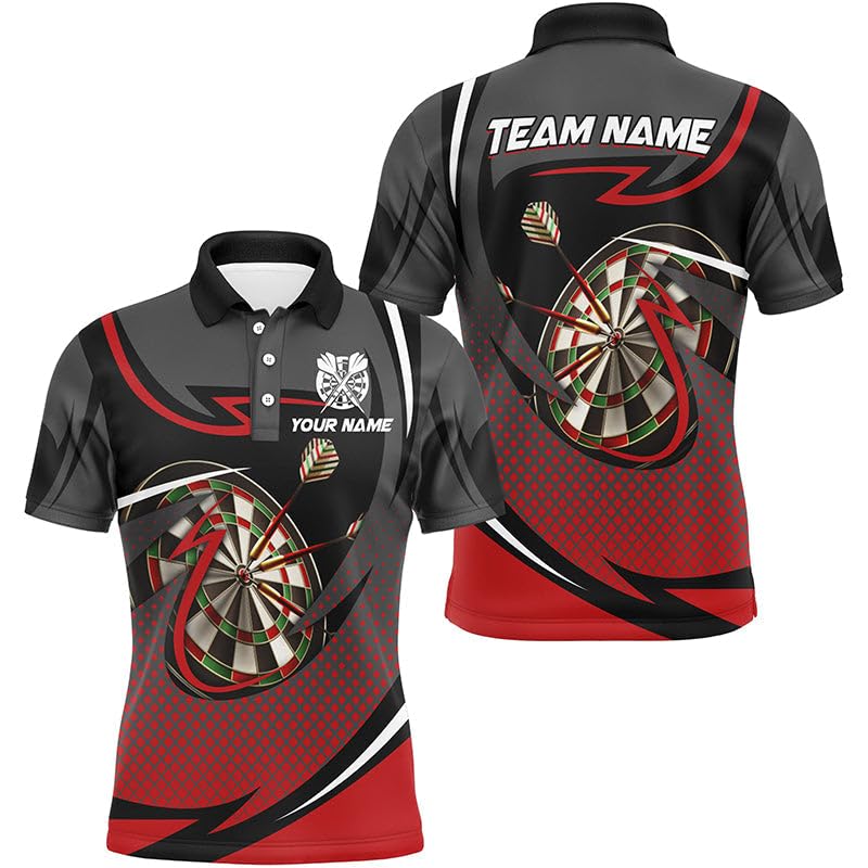 Personalisierte Dartscheibe 3D Bedruckte Dart-Shirts für Herren & Damen Individuelle Dart-Team-Trikots Kleidung | Rot T1821