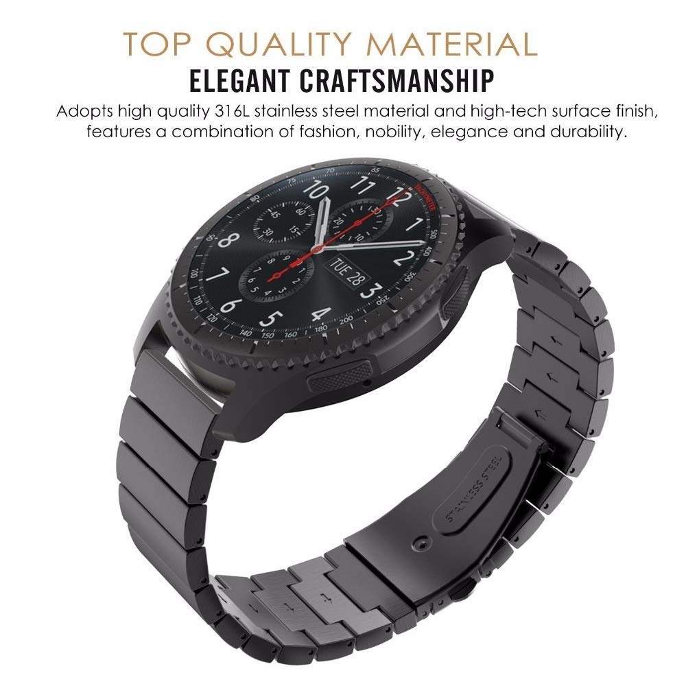 Bracelet de Rechange en Acier Inoxydable de Bracelet en Acier Inoxydable de 20 mm 22 mm 22 mm pour Gear S2 Classic S3 Galaxy