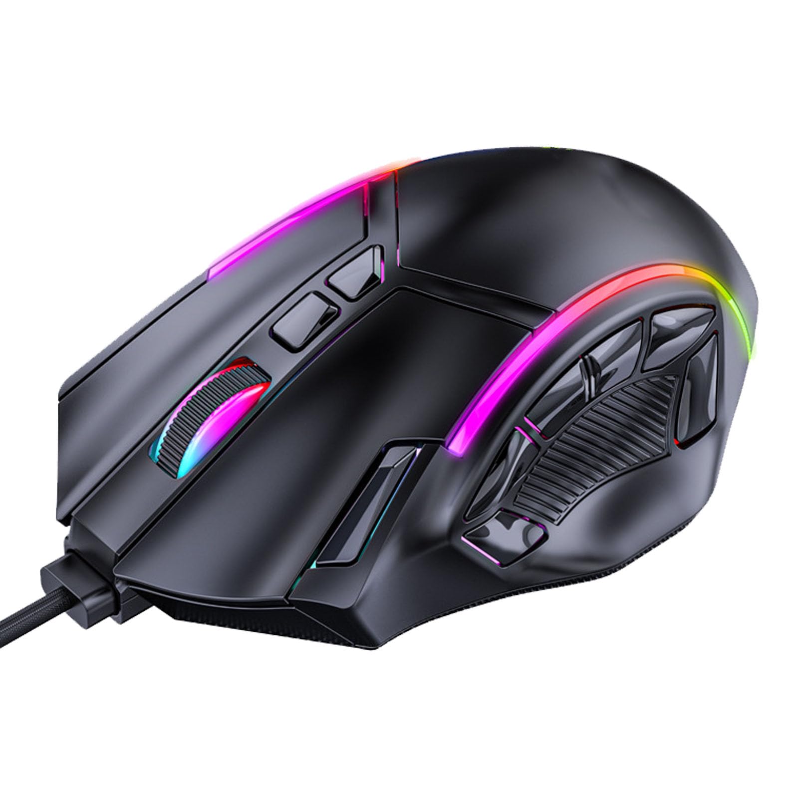 Eujgoov Mouse Gaming RGB Cablato con 12 Tasti Macro 12800 DPI, Materiale ABS - Accessori per Computer