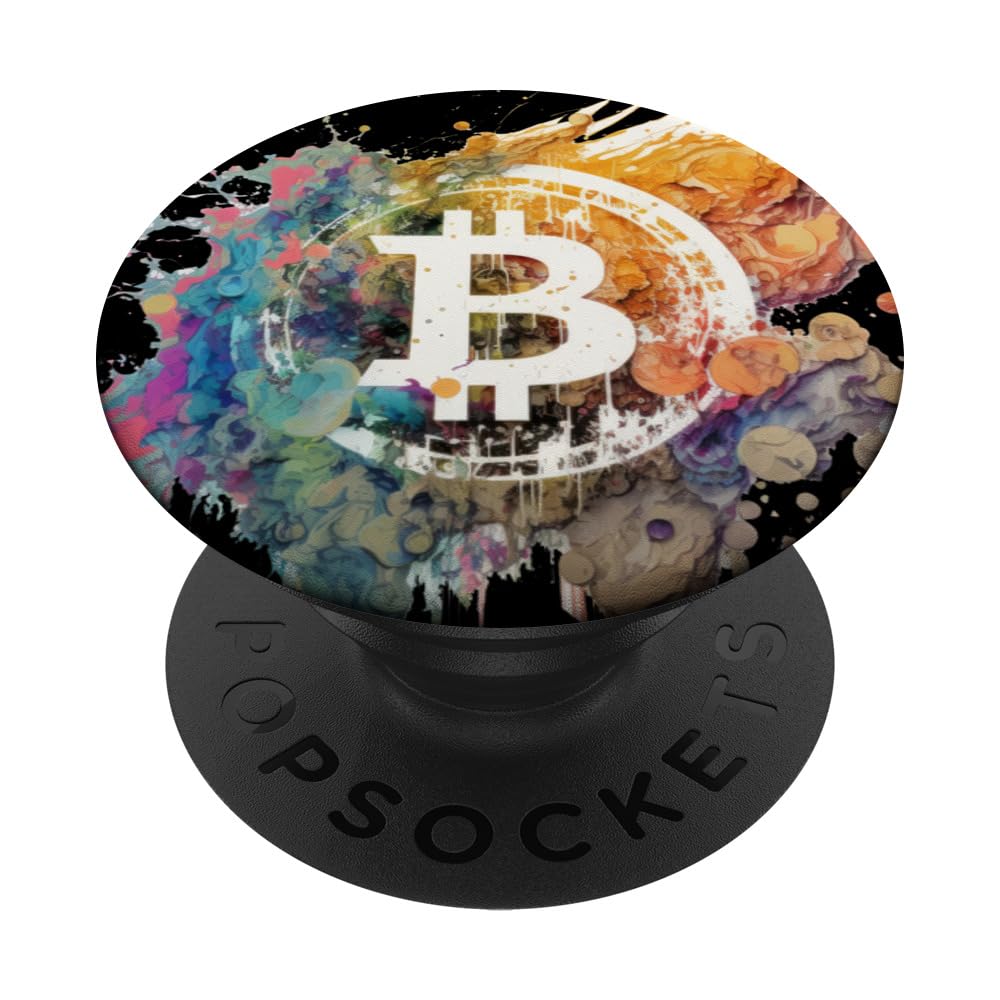 HODL BTC - Modern Bitcoin Art - BTC Art - Colourful Bitcoin PopSockets Swappable PopGrip