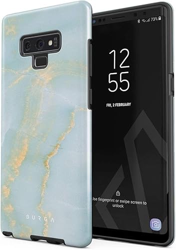 BURGA Funda para teléfono compatible con Samsung Galaxy Note 9, carcasa rígida híbrida de 2 capas + funda protectora de silicona, color azul cielo,