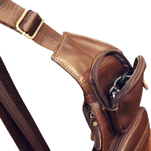 Miniatura 5 de Mochila estilo bandolera de piel para hombres y mujeres bandolera de hombro al pecho mochila de uso diario para viajes al aire libre campamento