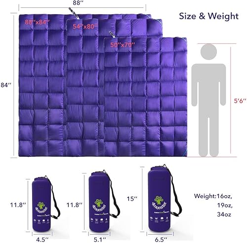 Miniatura 6 de 4Monster - Manta de campamento de plumón - Edredón de viaje al aire libre, hinchada, 650 relleno, plegable, ligera, impermeable al viento y al agua