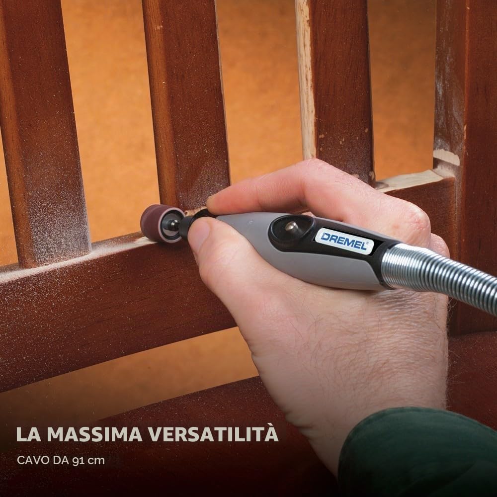 Dremel 225-01 - Accessorio rotativo con impugnatura comoda e cavo lungo 91,4 cm, per incisione, lucidatrice e mini levigatrice; ideale per incisioni in metallo, scultura in legno e lucidatura di gioielli