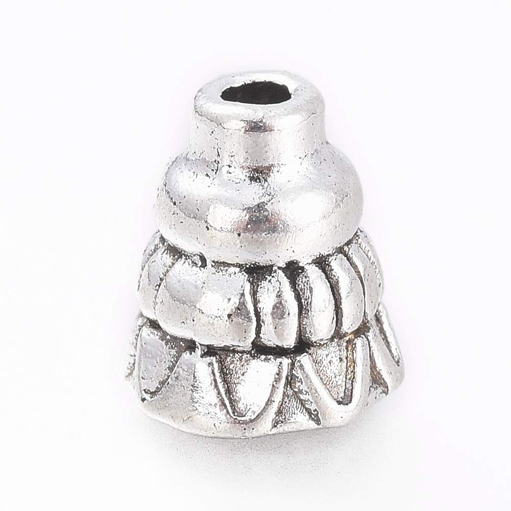 Cheriswelry Tibetische Silber Guru Perlen, 3 Wege Buddha Mala Gebetskegel Perlenkappe Schmuckherstellung