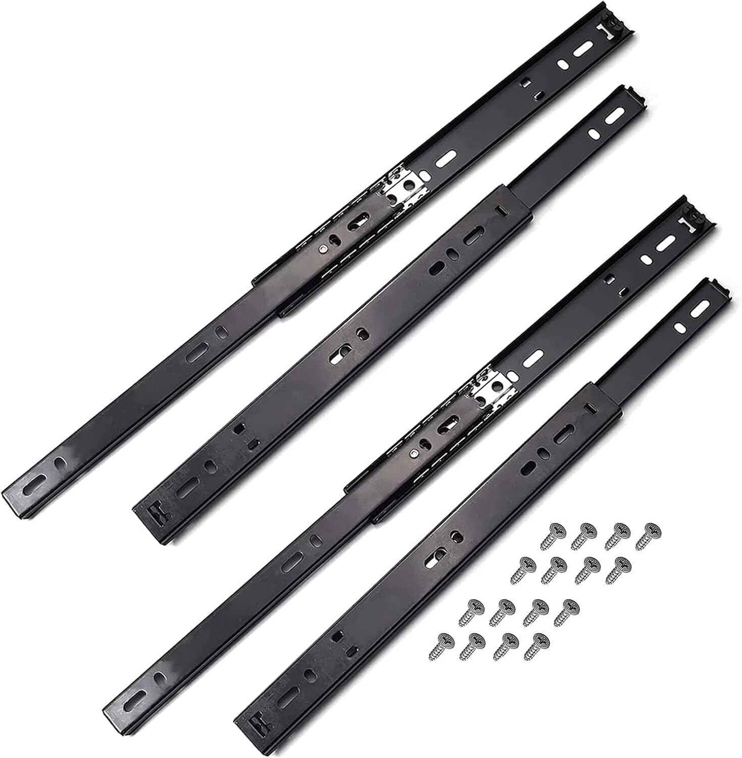 Drawer Runners Slides 4 Pcs Ball Bearing 2 Section Telescopic Slide Rails Parts(10Inch)