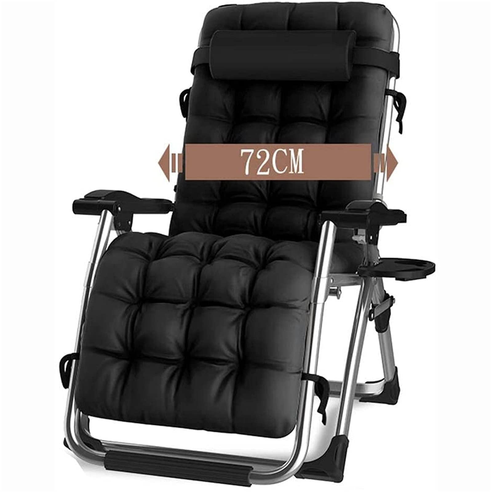 Chaise longue zero gravity pliante et reglable avec porte-gobelet pour jardin