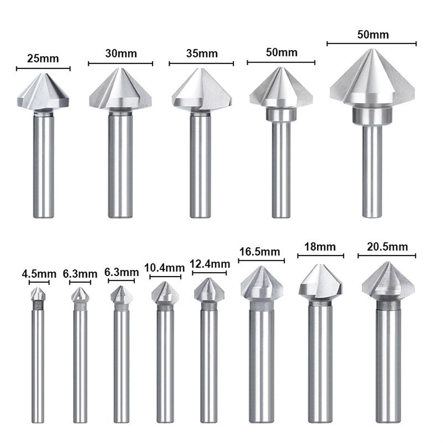 1pcs 90 Degrees Chamfering Cutter 4.5-50mm Countersink Drill Bit 3 Flute High Speed Steel Wood Metal Hole Drilling Tool(25mm) MOICEYHF