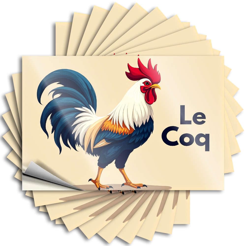 A Colorful Rooster with le Coq Written Beside It. Space Custom - Funny Sticker Bottle Waterproof Decal(6X9CM)
