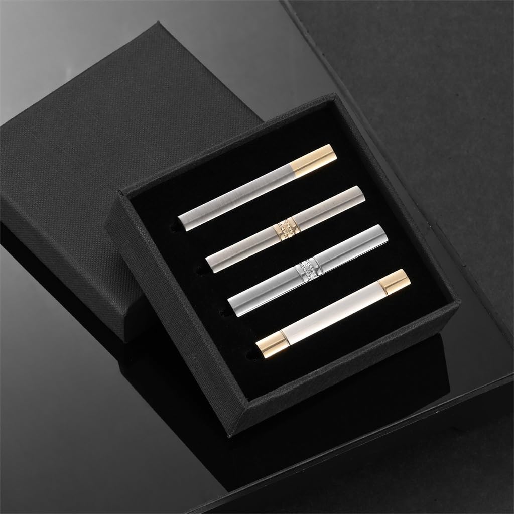 Business Krawattenklammer Set Emaille Gold Silber Klassische Schwarz und Weiß Gestreifte