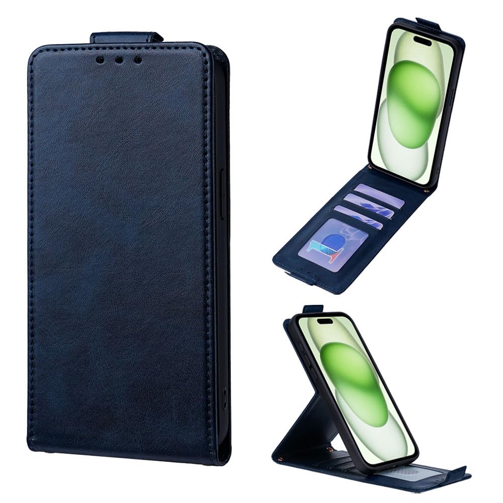 Compatible with ASUS ZC554KL / ZenFone4 MAX PRO Flip Kickstand Magnetic Closure Card Slot Wallet Case Blue