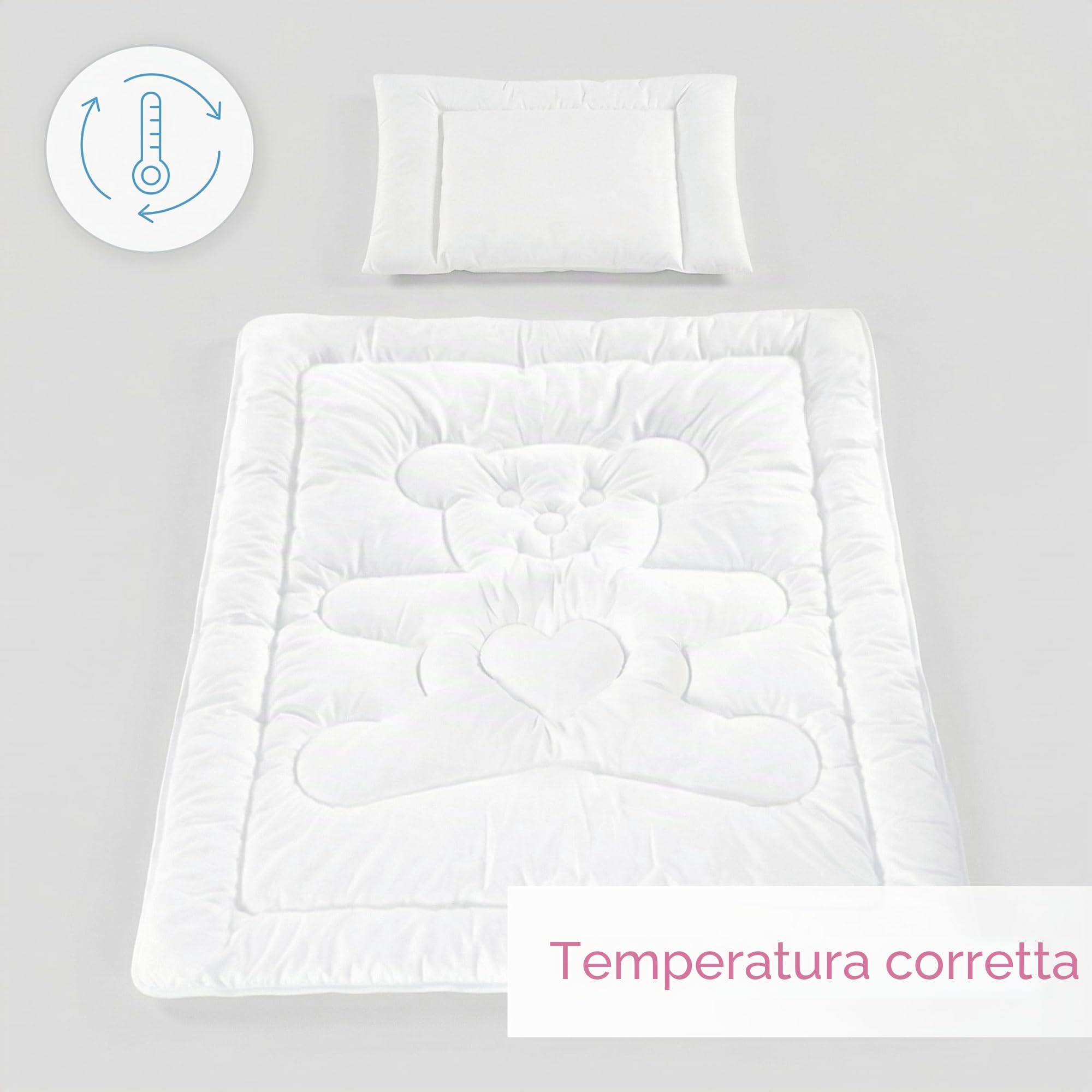 Baby Comfort Piumino per carrozzina o culla e cuscino 80 x 70 cm 100% Poliestere (12 mesi+)