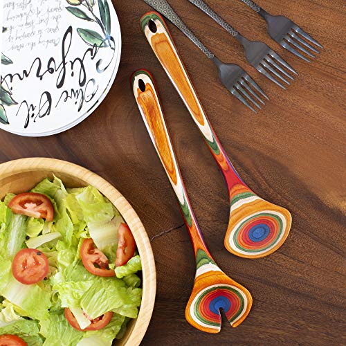 Baltique Marrakesh Collection Wooden Salad Serving Utensils Set, 11-3/4" Long #TOP3