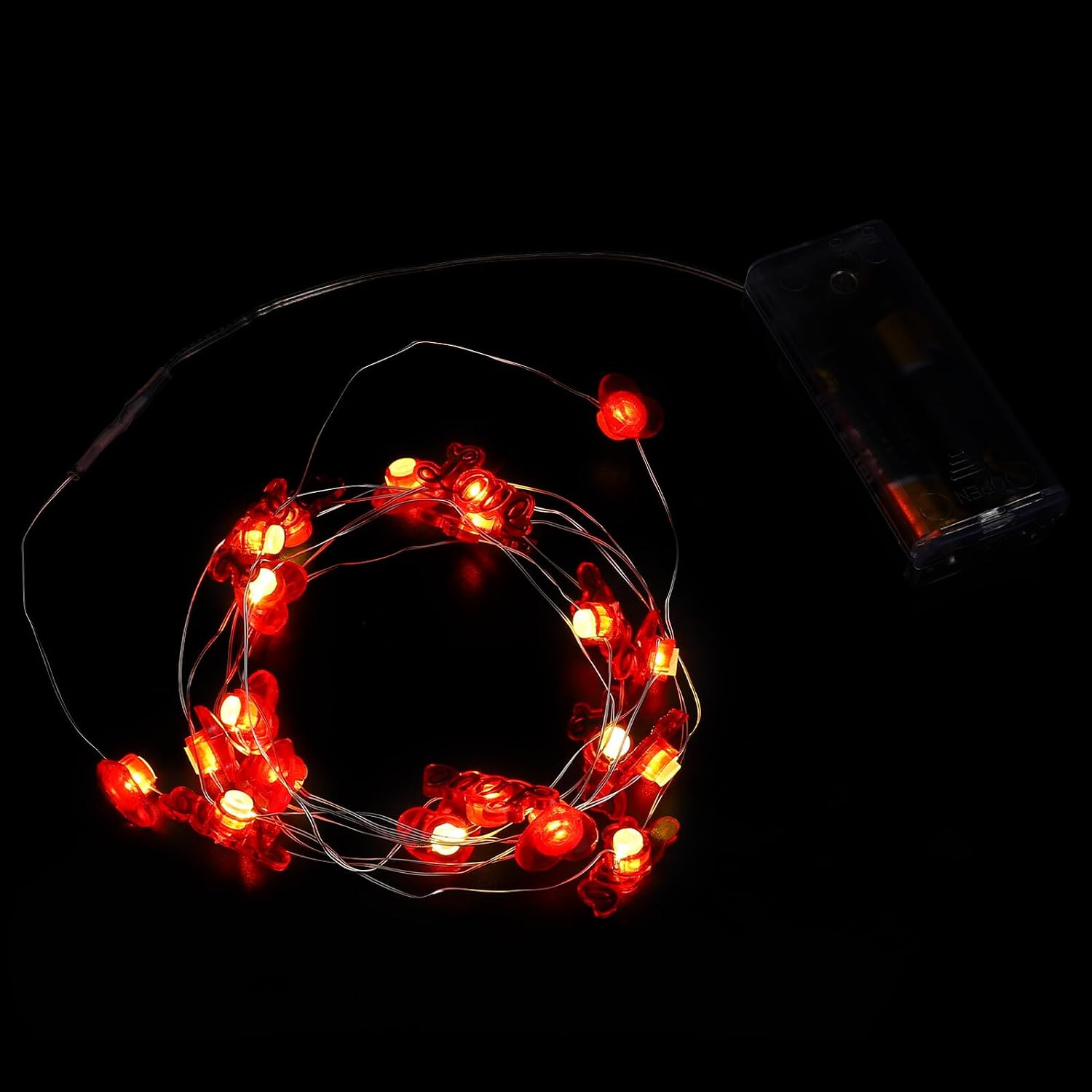 Hemobllo Valentine’s Day Heart and Love String Lights 2m 20 LED Waterproof Indoor Romantic Room Decor Battery Box (no Batteries)