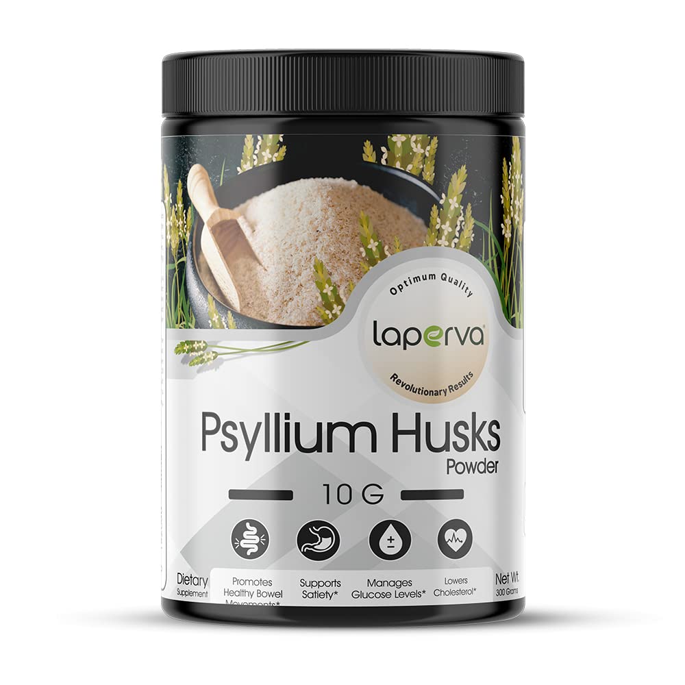 Laperva psyllium husk powder | Psyllium Husks Powder (10G Potency) - Promotes Bowel Movement, Helps Treat Constipation & Relieve Diarrhea, Adjust Glucose levels, Blood sugar control (340 Grams Powder)