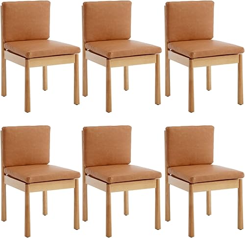 Miniatura 9 de Juego de 2 sillas de comedor blancas | Sillas laterales rústicas tapizadas de piel sintética para comedor Madera blanca Pu-natural,Beige Lino-Negro