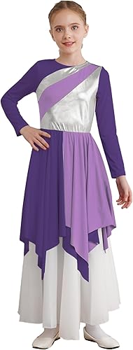 Miniatura 7 de CHICTRY Vestido de baile lírico sin mangas para niñas disfraz de adoración litúrgica ropa de baile contemporánea