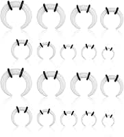 18un Kit com Alargadores de Septo em Acrílico, Piercing Septo em Formato C para Nariz e Orelha nos Tamanhos 14G 12G 10G 8G 6G 4G 2G 0G 00G(Branco)