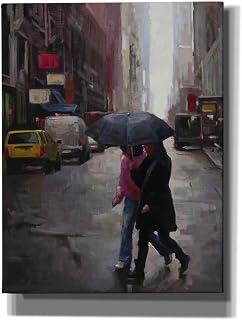 Epic Graffiti 'Crossing With Umbrellas' by Erica Pollock Norelius Canvas Wall Art, 26" x 34"