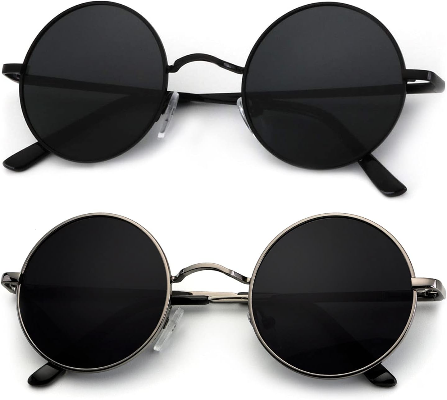 KALIYADI Round Polarized Sunglasses for Men Women Retro Metal Hippie Circle Style Sun Glasses UV Protection