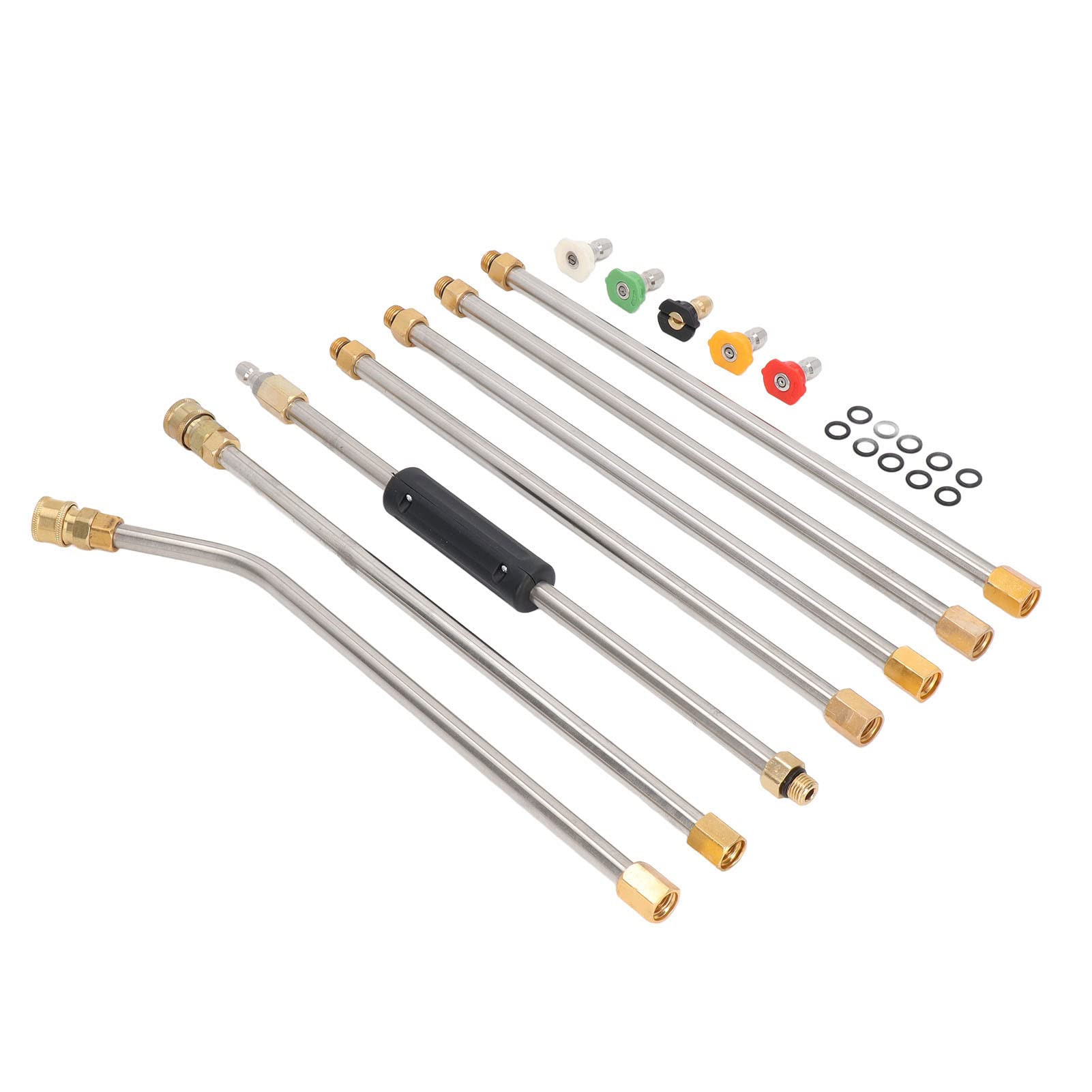 Yosoo Health Gear Zestaw Przedłużaczy do Myjki Wysokociśnieniowej, Trwałe, Odporne na rdzę Narzędzie do Czyszczenia z 6 Prętami i 5 Końcówkami Dysz Rynien, Podjazdów i Samochodów