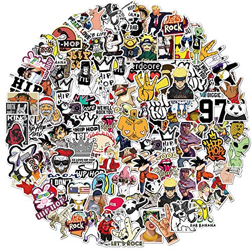 100PCS Cool Hip hop Rock Stickers,Laptop Stickers Waterproof Water Bottle Stickers Skateboard Computer Motorcycle Graffiti Patches Decal